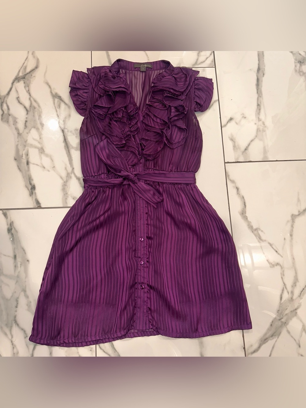 Forever 21 Purple Ruffle Front Dress with Waist Tie
